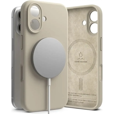 Ringke Ringke Силиконов Магнитен MagSafe Калъф за Apple iPhone 16, камък (RGK2020)
