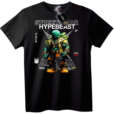 NOONEBRAND Тениска Улични Hypebeast Костенурка - XS, Black