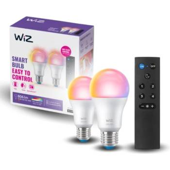 WiZ SADA 2x LED RGBW Stmívatelná žárovka A60 E27/8,5W/230V 2200-6500K Wi-Fi+DO - WI0150