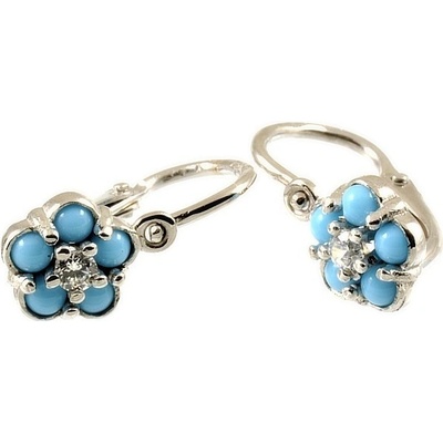 Šperky-NM dětské zlaté náušnice pomněnky 3339 bílá