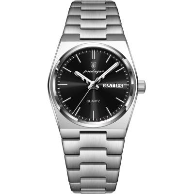 Poedagar Мъжки часовник Poedagar CS1791, неръждаема стомана, сребрист, черен циферблат (CS1791)