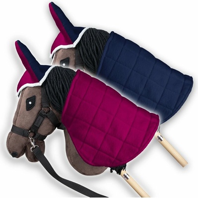 Obojstranná deka a ušné chrániče GLOB Skippi pre Hobby Horse fuchsiová a námornícka modrá
