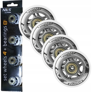 Sestava bílých PU koleček 70x24 + ložiska ABEC7 NILS Extreme