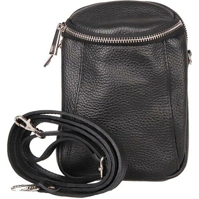 Vera Pelle Dvouoddílová malá kožená crossbody kabelka no. 72 černá