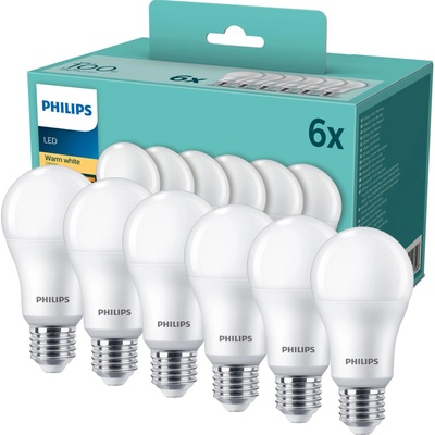 Philips LED sada žárovek 6x13W-100W E27 1521lm 2700K set 6ks, bílá