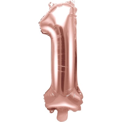 Balón foliový číslice RŮŽOVO ZLATÁ ROSE GOLD 1 35 cm NELZE PLNIT HELIEM