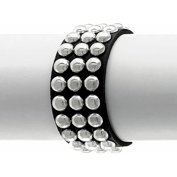 Image 1 of Leather & steel fashion Гривна black snake round rivets 3 rows - lsf1 90