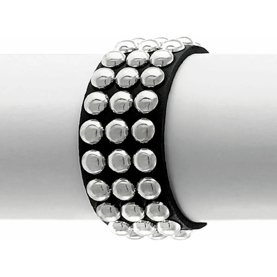 Leather & steel fashion Гривна black snake round rivets 3 rows - lsf1 90