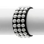 Leather & steel fashion Гривна black snake round rivets 3 rows - lsf1 90