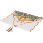  Бял коледен тишлайфер с камбанки и пискюли