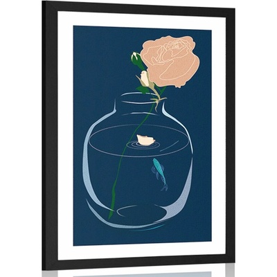 Plakát s paspartou romantický květ ve váze - 60x90 no frame