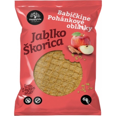 Happylife Babičkine pohánkové oblátky jablkovo škoricové 60 g
