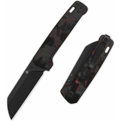 QSP knife Penguin V2 Liner Lock, zavírací s klipem, CF překrytí, rukojeť G10, červená QS130V2-F2