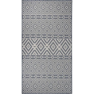 vidaXL Градински плоскотъкан килим, 80x150 см, сини шевици (340834)