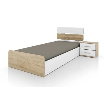 Image 1 of Bogdan Furniture I Легло Mod 2047 за матрак 90/200, Сонома тъмна/Бяло