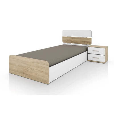 Bogdan Furniture I Легло Mod 2047 за матрак 90/200, Сонома тъмна/Бяло