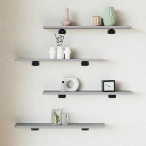 vidaXL Стенни рафтове 4 бр сив сонома 60x10x1, 5 см инженерно дърво (838227)