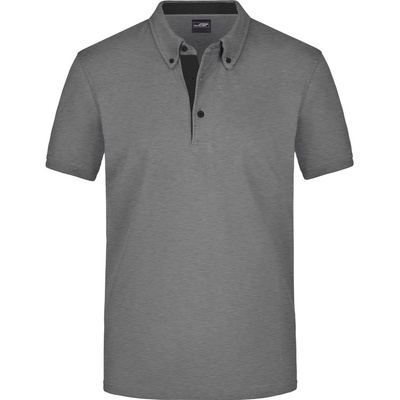 James & Nicholson Elegantná pánska polokošeľa JN964 svetlošedý melír čierna