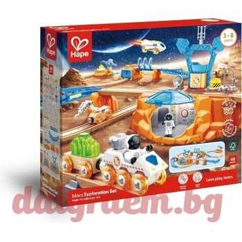 Hape Дървен влак комплект Изследване на Марс, 48 части, hape e3799 (h3799)