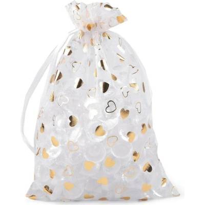 Dárkový pytlík organza srdíčka 14x21cm - Zlatá Zlatá