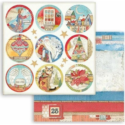 Obojstranný papier na scrapbooking "Christmas Patchwork kruhy" 30,5x30,5 cm, 1 ks