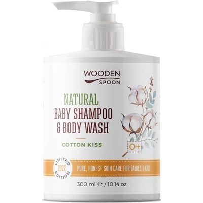 Wooden Spoon Бебешки шампоан за коса и тяло Wooden Spoon - Cotton kiss, 300 ml