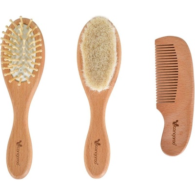 Cangaroo Комплект дървени бебешки четки за коса (3800146271428)
