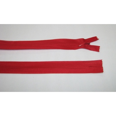 Zips krytý 3mm červená nedeliteľný 55cm dederon