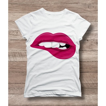 Мъжка тениска 'Розови устни' - бял, xxl