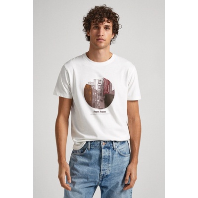 Pepe Jeans bavlněné tričko Kervin s potiskem PM509110.803 bílá