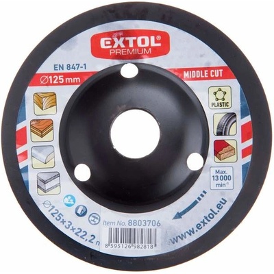 Extol premium Kotúč rašpľový stredne hrubý, 125x3x22,2mm int.ozn.8803706