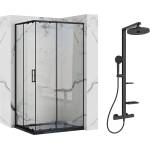 Rea Комплект душ кабина Rea Punto черна 80x100 см и душ колона Ideal Standard Alu+ черна (5902557354757+BD583XG)