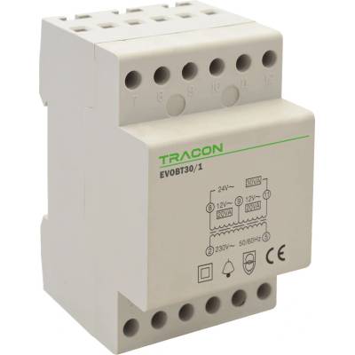 CB Elektro Transformátor 12-12-24V AC zvončekový DIN 30VA (TRACON)