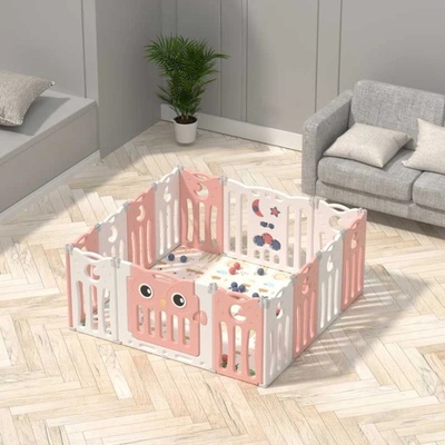 Feelkids Бебешка ограда Feelkids - Розово бухалче, 143 x 143 x 63 cm (FE-WL-MTY04-P)
