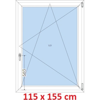 Soft Plastové okno 1150 x 1550 mm otevíravé a sklopné Bílá