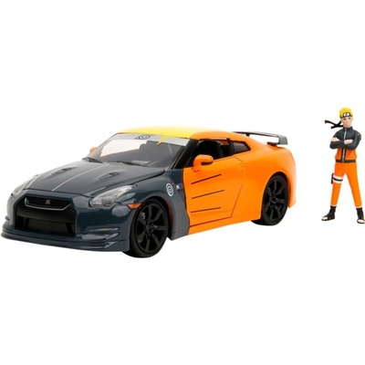 Jada Autíčko Nissan GT-R 2009 kovové s otvárateľnými časťami a figúrka Naruto dĺžka 20 cm 1:24