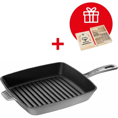 Staub Liatinová grilovacia panvica grafitovo sivá 26x26 cm