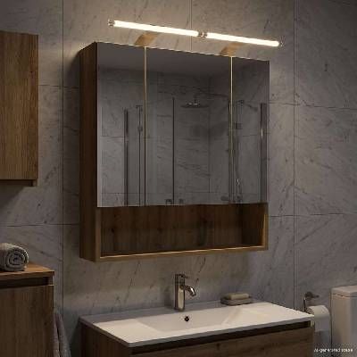 vidaXL Шкаф с огледало за баня с рафт Дъб Артизан 60 x 14.5 x 70 см (889198)