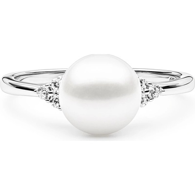 Gaura Pearls Stříbrný prsten s bílou 8. perlou Liana SK21367R 18 Bílá