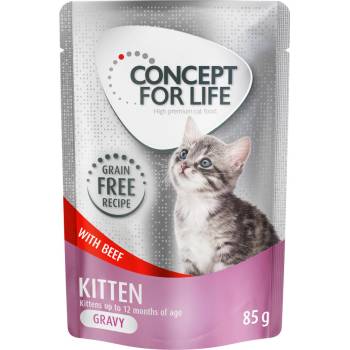 Concept for Life bez obilovin Kitten hovězí v omáčce 48 x 85 g