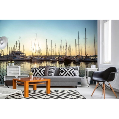 DIMEX ART Самозалепваща се флизелинова фототапета пристанище при залез слънце 375 x 250 см