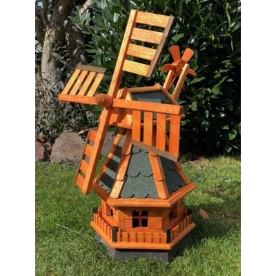 DARLUX Šestihranný zahradní větrný mlýn DARLUX vyrobený ze dřeva s vrtulí s kuličkovými ložisky zelená – Sleviste.cz