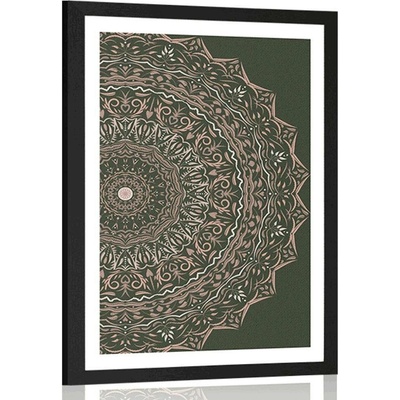 Plakát s paspartou Mandala ve vintage stylu - 40x60 silver