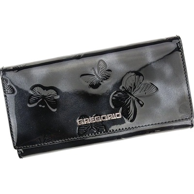 Gregorio kožená dámska peňaženka s motýľmi v darčekovej krabičke čierna