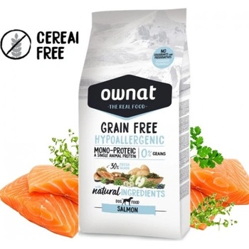 Image 1 of OWNAT grain free hypoallergenic salmon monoprotein - храна за кучета, хипоалергенна формула БЕЗ зърнени култури, само със сьомга - 3 кг, Испания - 110117