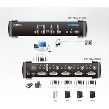 Aten CS-1764A 4-Port DVI USB 2.0 KVMP Switch, 4x DVI-D Cables, 2-port Hub, Audio