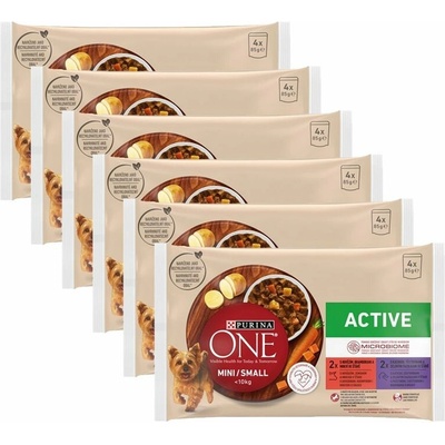 Purina ONE Mini Dog Active hovädzie kačica v šťave 6 x 4 x 85 g