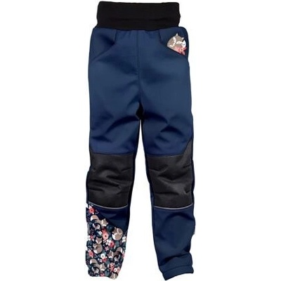 Wamu Dětské softshellové kalhoty s fleecem Lišky tmavě modré
