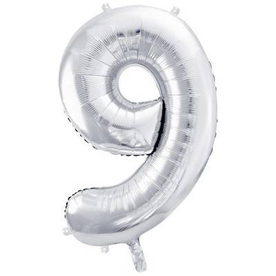 vybavsenaparty Fóliová číslice stříbrná '9' 86 cm