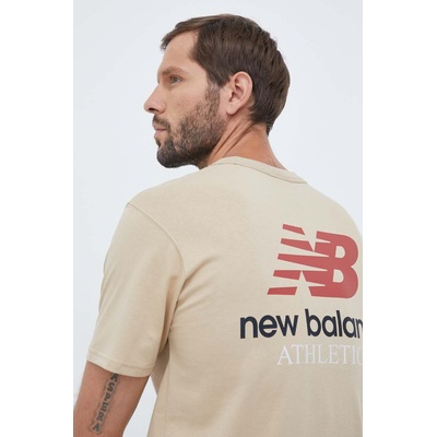 New Balance Памучна тениска New Balance в бежово с изчистен дизайн (MT31504INC)